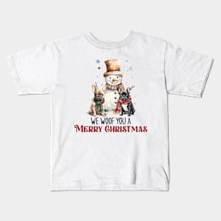 French Bulldog We Woof You A Merry Christmas Kids T-Shirt